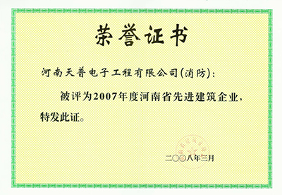 2007年省級先進(jìn)企業(yè)